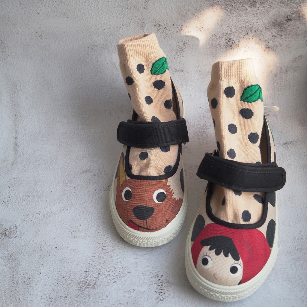 BoingBoing珍珠奶茶娃娃鞋 台灣製造 手繪印花布 童鞋 獨一無二的可愛 真皮鞋墊 好清洗 送禮推薦