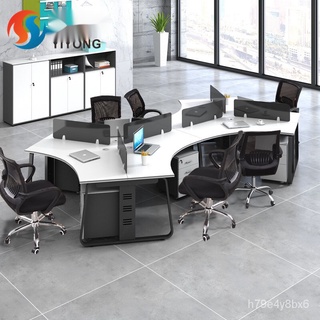🔥🔥多人辦公桌⭐⭐辦公桌三人六人位簡約現代3人6人辦公傢具組閤屏風卡座職員電腦桌 QMBF
