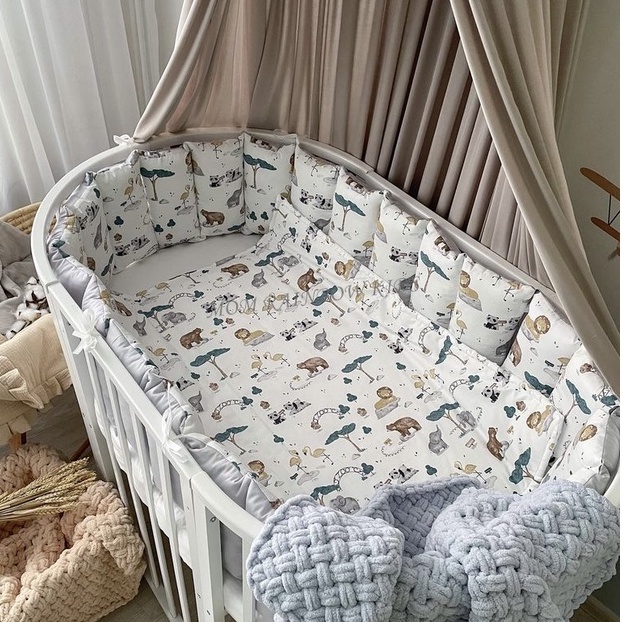 韓式嬰兒床多功能圍欄式 柔軟防撞造型床圍 (圓床 橢圓床 stokke 嬰兒造型床圍 LEANDER)