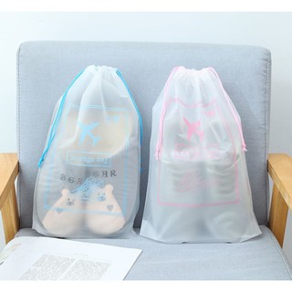 蘭蘭日本✨台灣現貨📦防潮旅行 束口袋 大/中/小 防潮束口袋 旅行束口袋 鞋袋 透明束口袋 塑膠束口袋