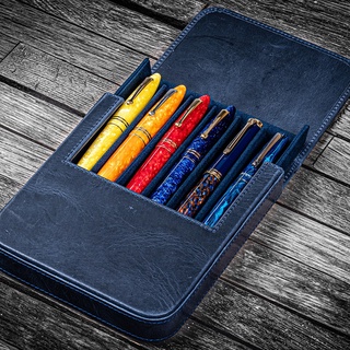 土耳其 GALEN LEATHER 6支裝硬質可分離式筆盒: 瘋馬皮海軍藍