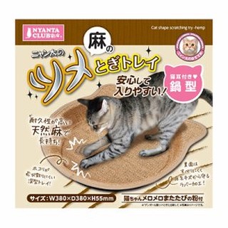 *COCO*日本Marukan貓臉麻製磨爪墊CT-401淺棕色、貓耳鍋型托盤式貓抓板/貓玩具CT401