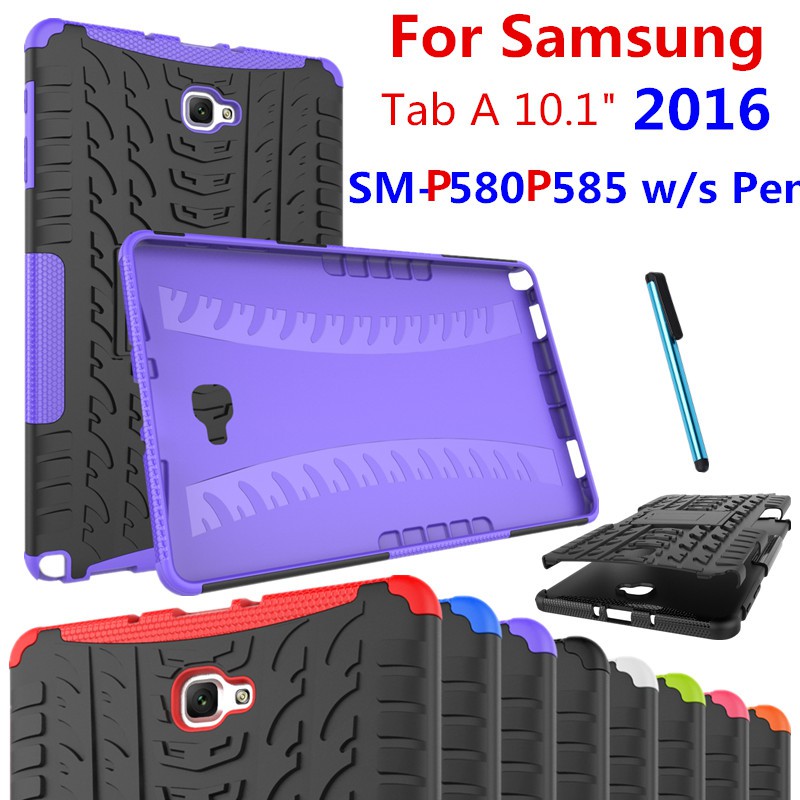 SAMSUNG 適用於三星 Galaxy Tab A 10.1 2016 SM-P580 P585 帶筆混合矽膠防震保護