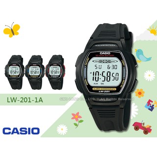 國隆手錶專賣店 CASIO LW-201-1A 兩地時間 計時 電子錶 塑膠錶帶 每日鬧鈴 LW-201