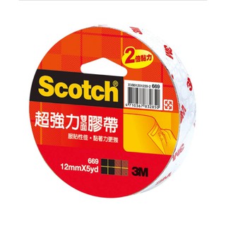 3M Scotch 超強力雙面棉紙膠帶 #669 12公釐 X 5碼 X 24入 W127013 COSCO代購