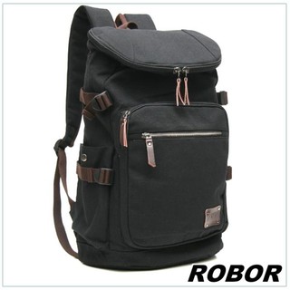 韓系型男 ROBOR休閒時尚多功能帆布筆電後背包/旅行袋(黑色)