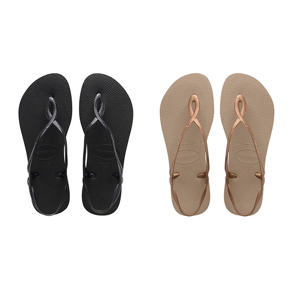 【Havaianas】哈瓦仕 Luna 夾腳拖 人字拖 卡其 黑色 男女鞋 -4129697-0090W