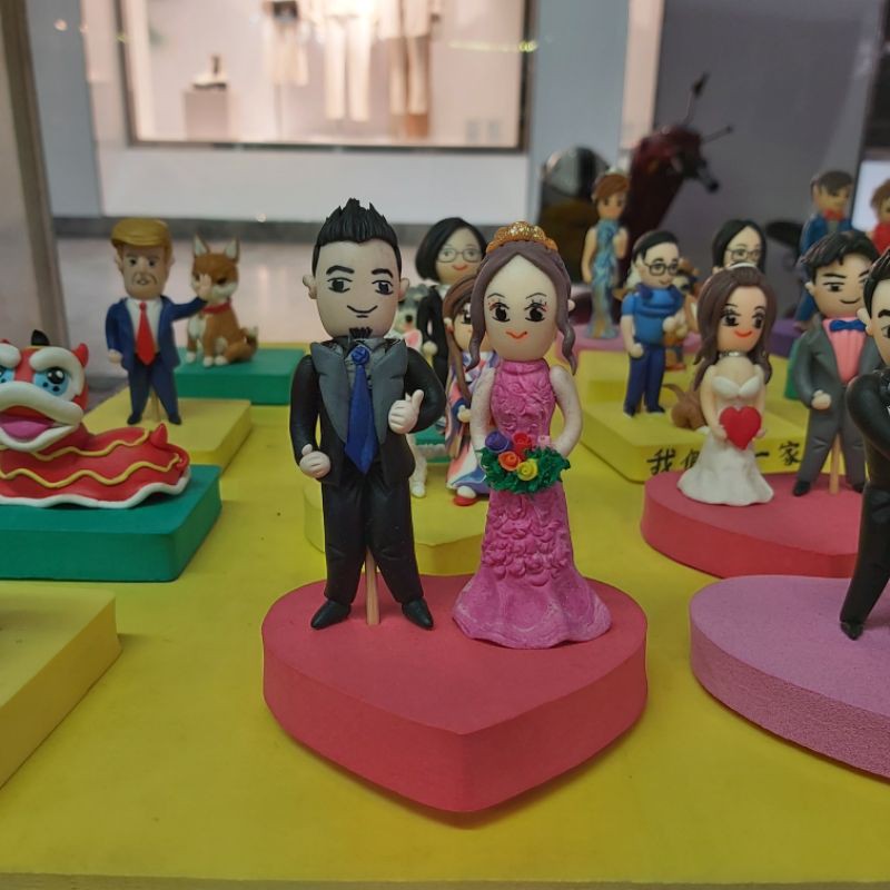 Al手作 結婚小公仔手工樹脂黏土捏麵人 蝦皮購物