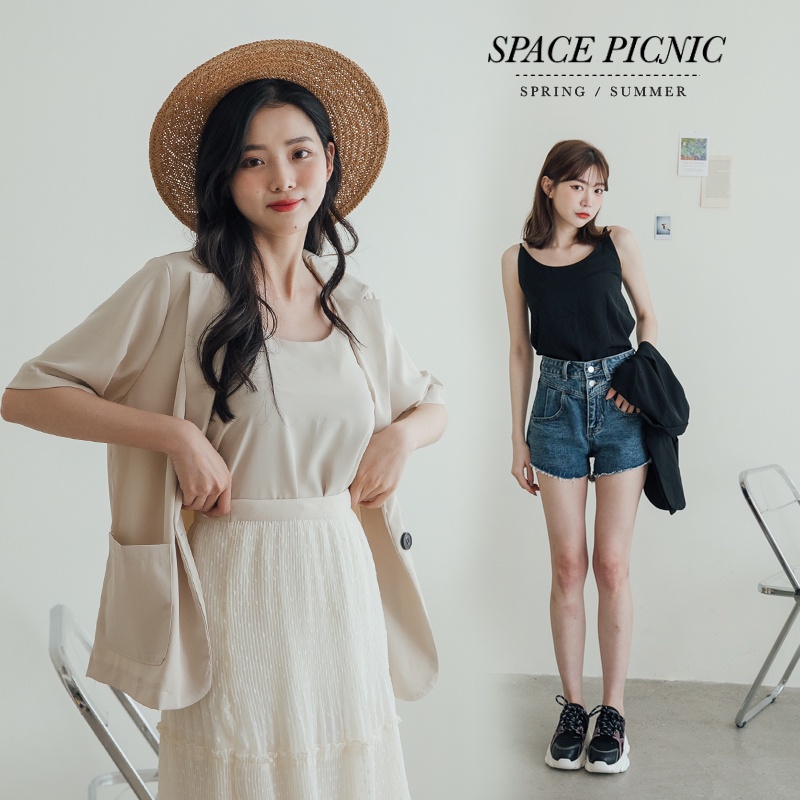 [明天出貨] Space Picnic｜兩件式-背心+西裝外套-2色(現貨)【C22031018】