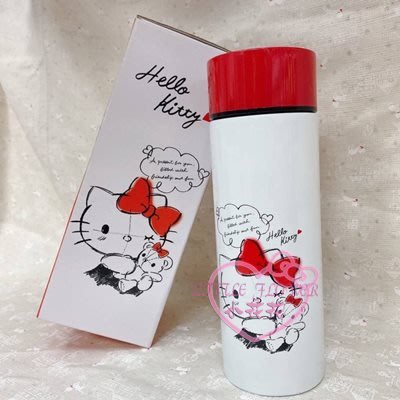 ♥小花花日本精品♥HelloKitty抱小熊造型 350ML陶瓷保溫杯 保溫瓶~8