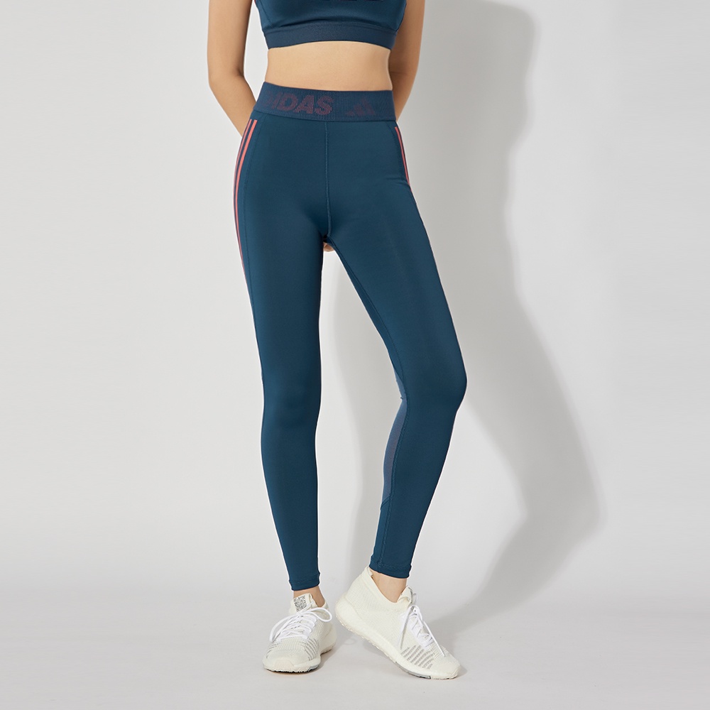 Adidas TF L 3S T 女 藍紫 運動 休閒 緊身 長褲 GM2850