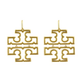 TORY BURCH BRITTEN簍空復古連結雙T設計鉤式耳環(金)