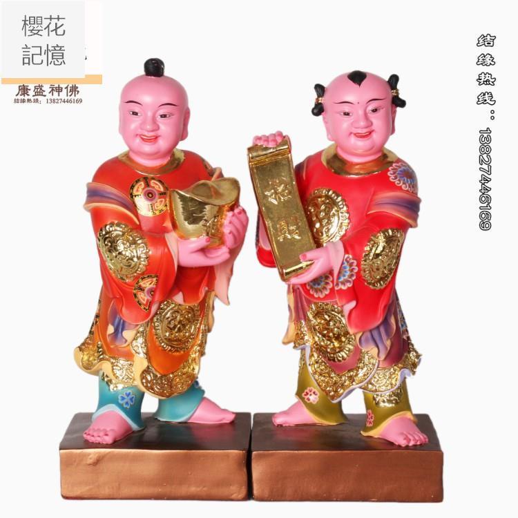 独創的 招財童子置物，古銅製，緣起物，招財，細工，重1060克