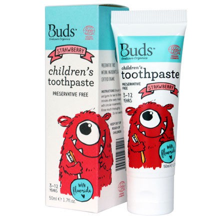 Buds 芽芽有機 兒童含氟牙膏-草莓50ml (3-12歲)【佳兒園婦幼館】