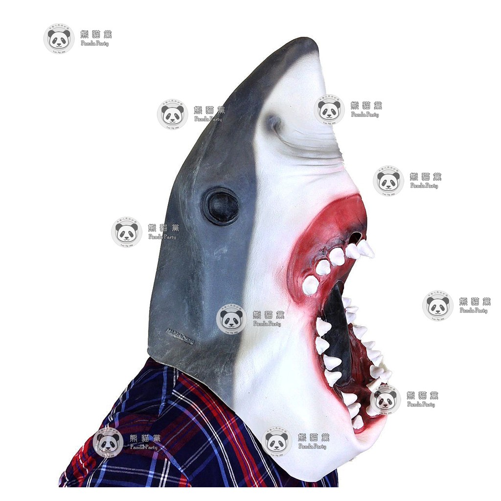 鯊魚面具 乳膠 大白鯊面具 面具 鯊魚 大白鯊(全罩 動物 萬聖節 尾牙/變裝/頭套/遊行 cosplay COS