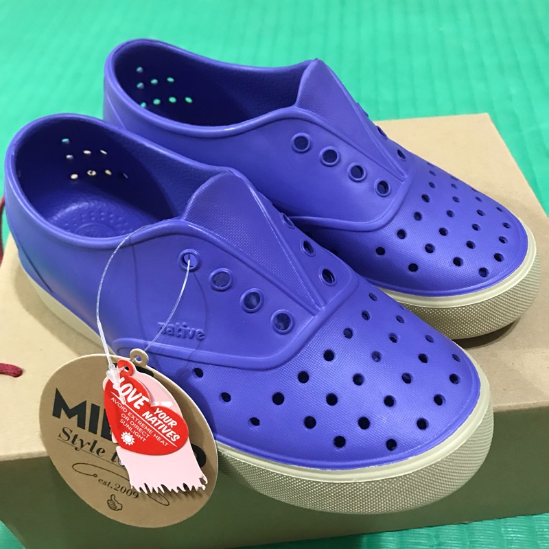 全新正品NATIVE MILLER 大童鞋 J1_20cm 藍紫色 牛奶糖底 Eva