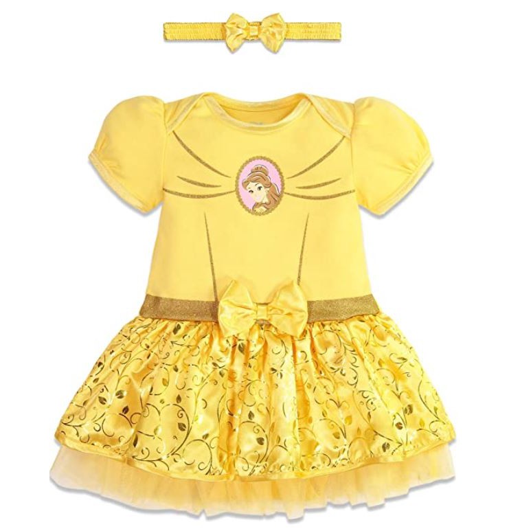 預購👍正版空運👍美國迪士尼 貝兒公主 BELLE  嬰兒 小洋裝 髮帶 組合 女童 包屁衣 萬聖節 裝扮服