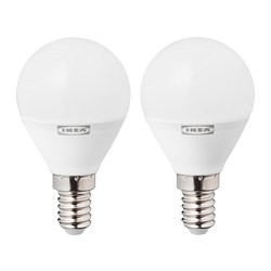 IKEA 全新RYET Led燈泡 e14 250流明/470流明, 球形, 黃光/白光 (1組2顆不拆賣)