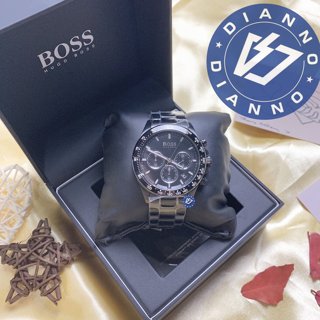 現貨 實體店面 發票含保固 免運 帝安諾-BOSS 男錶 黑 精鋼錶殼 鋼錶帶 石英手錶 1513754 44mm