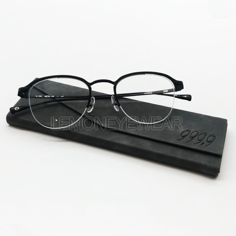 ✅🏆 天皇御用 🏆 [檸檬眼鏡] 999.9  S-170T 10 日本製 頂級鈦金屬消光黑半框光學眼鏡 超值優惠