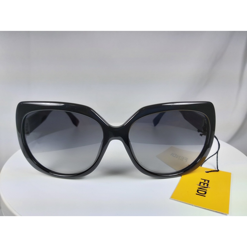 『逢甲眼鏡』FENDI 太陽眼鏡 黑色亮面框   漸層紫鏡面 水鑽LOGO【FF 0047/F/S D28】