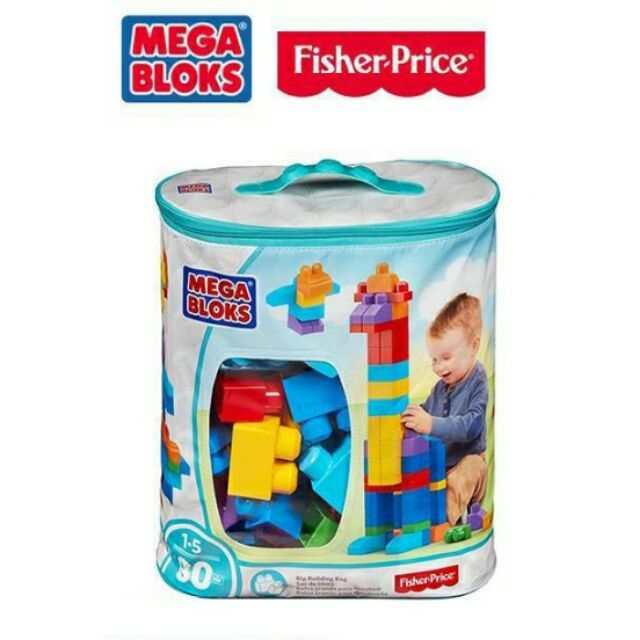 《小饅頭本舖》費雪牌Fisher Price 費雪MEGA BLOKS美高80片積木袋 DIY積木