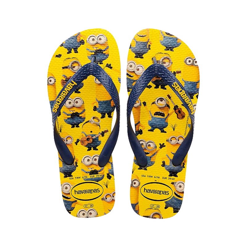 HAVAIANAS．中性． 小小兵 Minions 卡通聯名系列． 黃/深藍．巴西集品