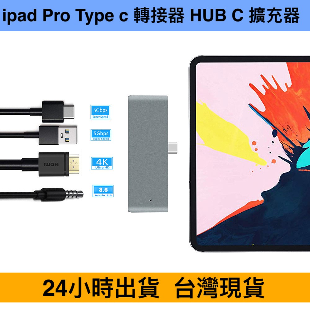 24出貨 iPad Pro M1 11吋 Type-C轉接器 USB C HUB  HDMI 擴充器 4合一 M1