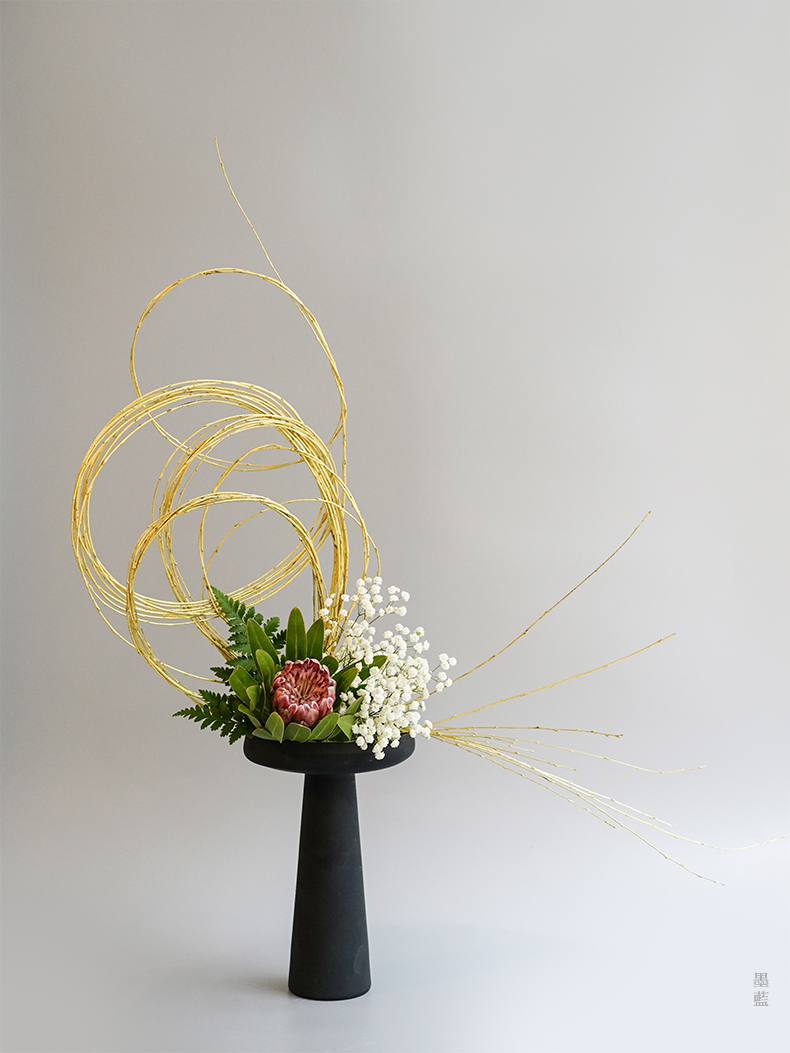 插花花器 金色柳條中式日式插花花材小原流池坊花道自由花造型裝飾材料乾花 蝦皮購物