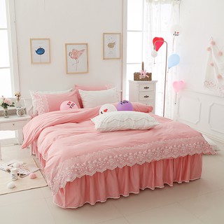 公主風床罩 可麗兒 粉紅色標準雙人 加大床罩 可愛床罩 精梳棉 蕾絲床罩 精梳純棉 床裙組 床罩組 有隱藏床包