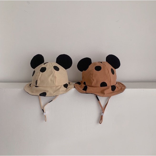 正韓・預購𖠢 ÖWOO韓國童裝 米老鼠大耳朵點點圓帽 兒童 童帽 造型帽 嬰兒帽 帽子 嬰幼兒 遮陽帽