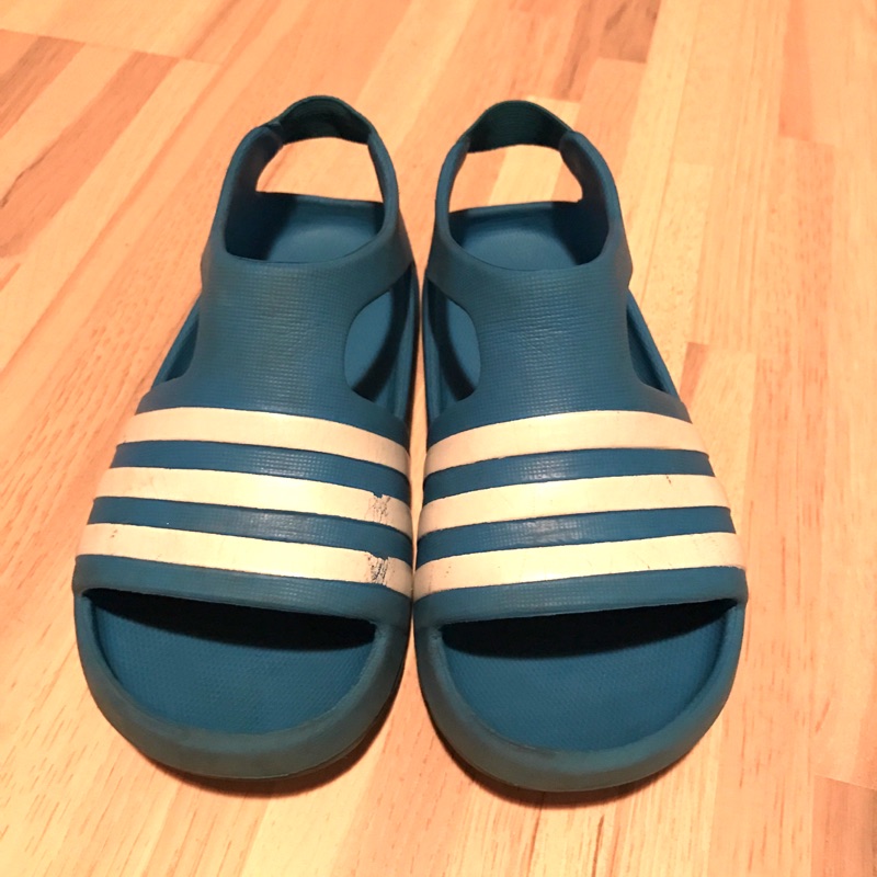 Adidas 愛迪達 adilette play I 三葉系列 小童涼鞋 運動涼鞋 藍白 US 8k 15cm