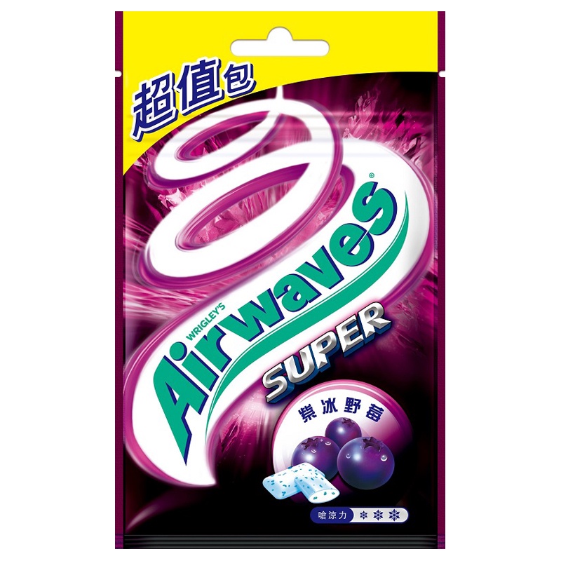 Airwaves Super極酷嗆涼無糖口香糖(紫冰野苺) 62g【家樂福】