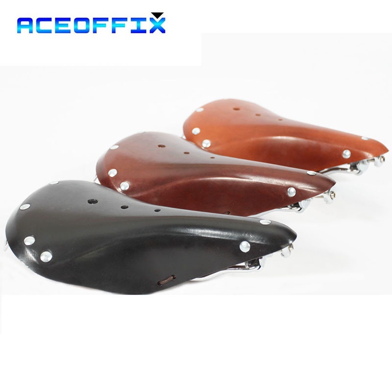 Aceoffix 真皮復古座墊適用於 Brompton 折疊自行車鞍座 3 色