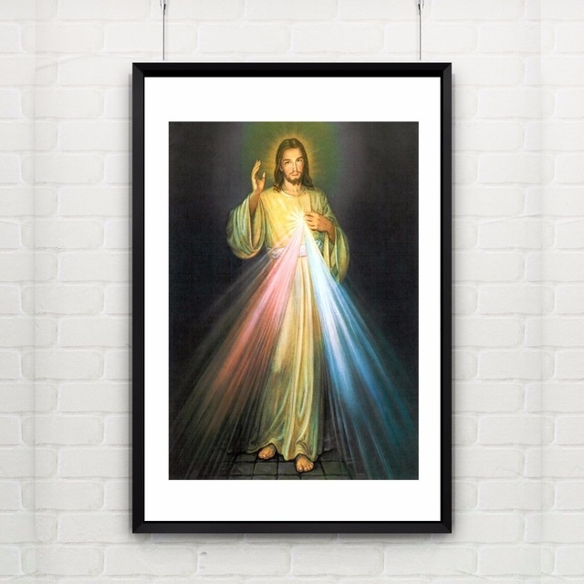 無框神聖慈悲形象愛耶穌基督勵志帆布帆布油畫基督教海報家居裝飾牆壁藝術客廳