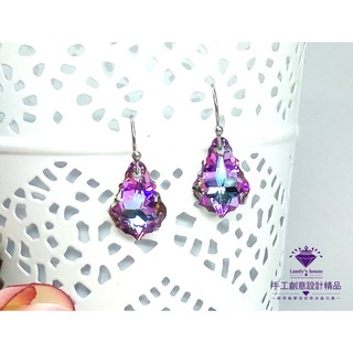 Landy House【手工創意設計精品】施華洛世奇元素SWAROVSKI~簡約巴洛克葉耳環