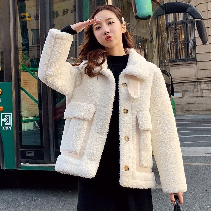 韓版時尚加厚羊毛外套保暖女冬季羊皮大衣連體皮草大衣百搭