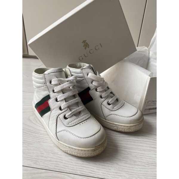 GUCCI 兒童真皮高筒球鞋 正品二手