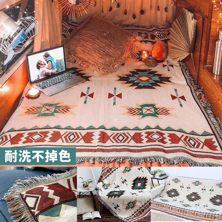 北歐幾何雙面毯 雙層編織毯 蘇克雷 英國國旗 美式鄉村 沙發毯 保暖毯 沙發巾 地毯 臥室床邊毯 露營地墊【CP011】
