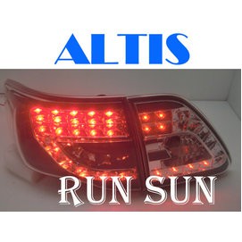 ●○RUN SUN 車燈,車材○● 全新 豐田 08 09 10 ALTIS 10代 LED C型 黑底透明殼 尾燈