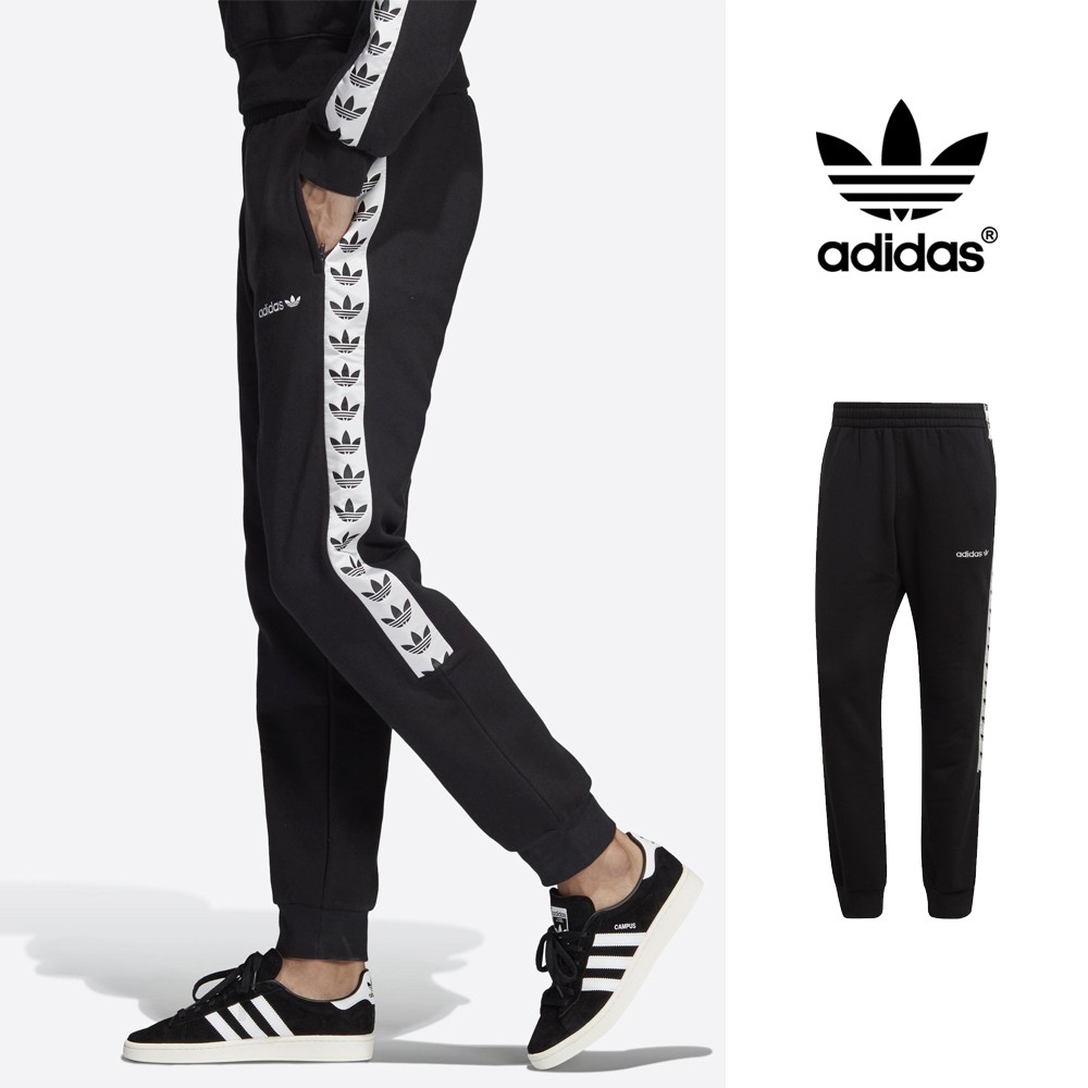Adidas Originals 黑 長褲 串標 鬆緊 刷毛 運動 修身 休閒 棉褲 運動褲 Logo DX1299