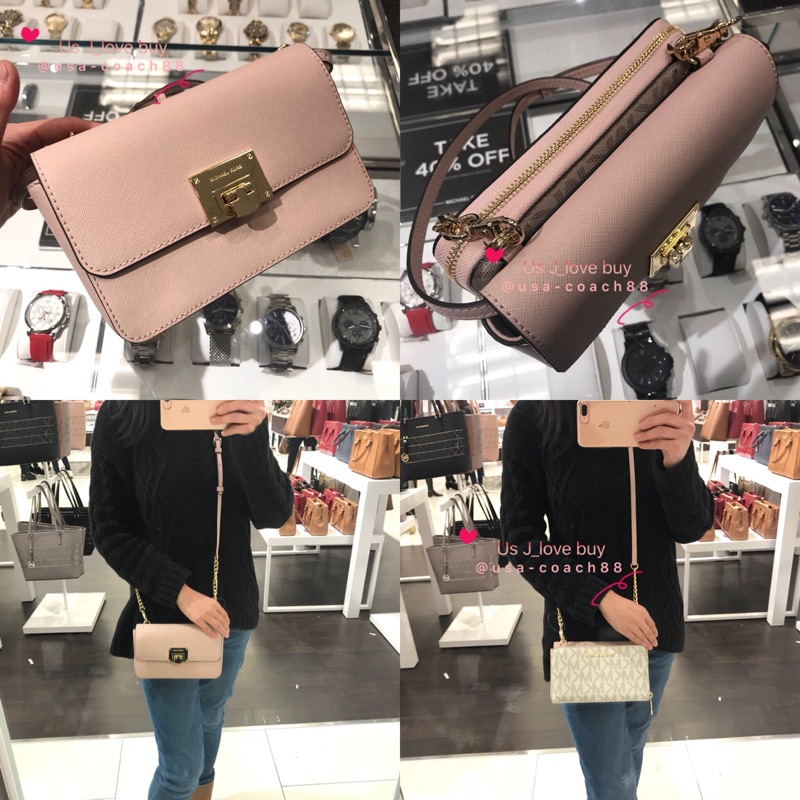 ❤美國阿姐代購❤Michael Kors MK 素面防刮皮革 2in1 長夾+斜背包 可拆式兩用包 現貨在台 芭蕾粉