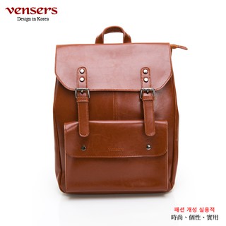 【vensers】小牛皮潮流個性包~後背包(NL1078301棕色)