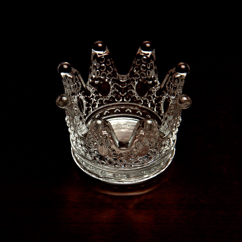 歐式玻璃皇冠收納首飾盒 法式ins風 水晶浮雕玻璃擴香石水晶DIY蠟燭罐糖果盒