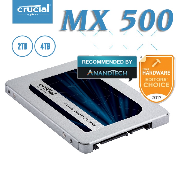 Crucial美光 MX500 2TB 4TB 3D NAND SATA 2.5吋 內接式硬碟