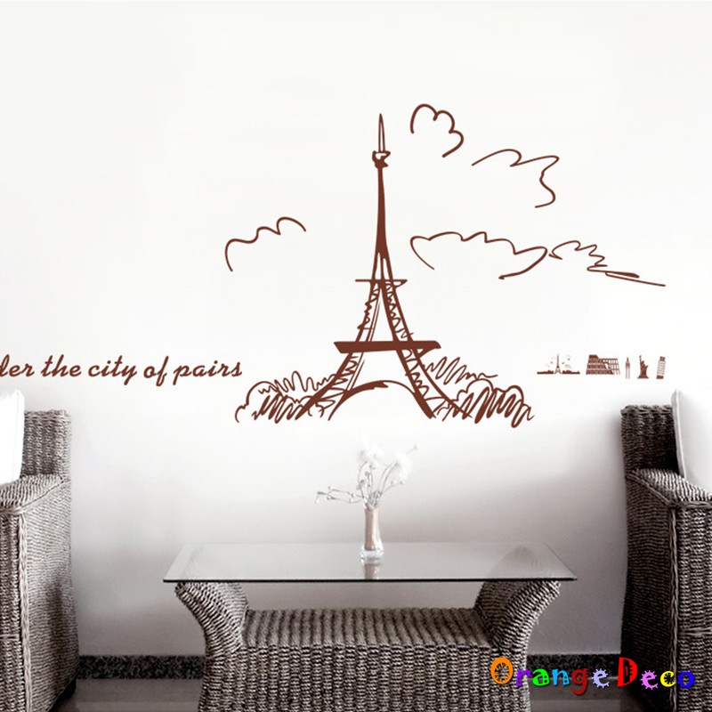 【橘果設計】巴黎鐵塔 壁貼 牆貼 壁紙 DIY組合裝飾佈置