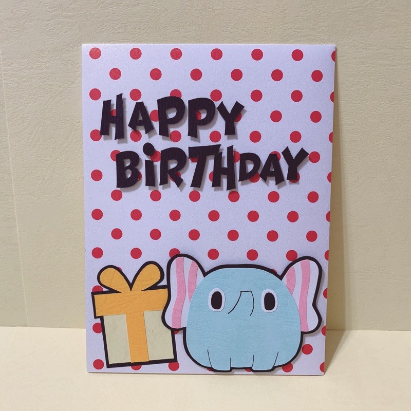 雙胞胎手作卡片👭🏻憂傷馬戲團大象造型生日卡片