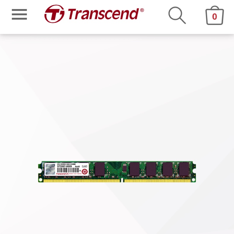 記憶體Ram 1 g Transcend DDR2 800U 2個