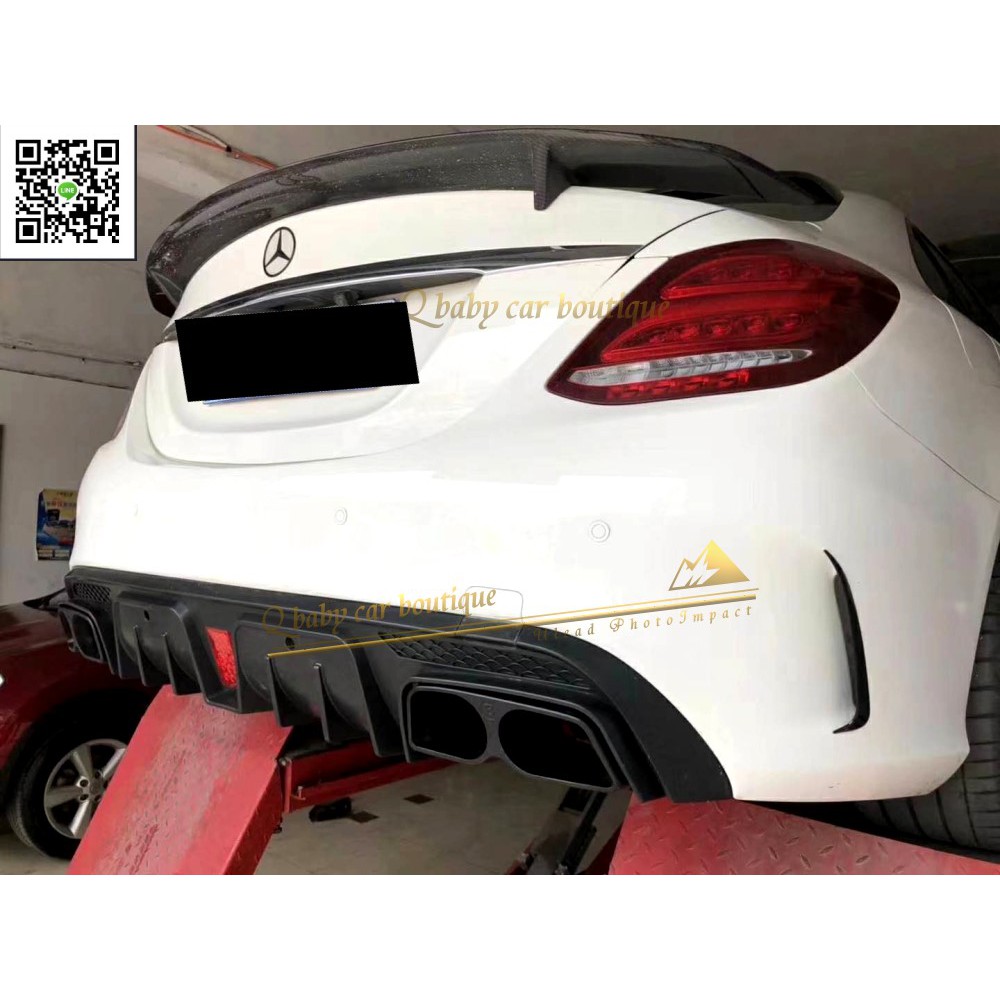  BENZ 賓士 W205 改 運動版 brabus 後飾板 後下巴 含 尾飾管 PP材質 空力套件 新品