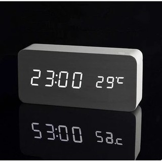 捕貨完成黑木白字簡約設計風格時鐘 鬧鐘 木質時鐘 簡約時尚 木頭時鐘 木頭鬧鐘 LED鐘 送USB電源插頭